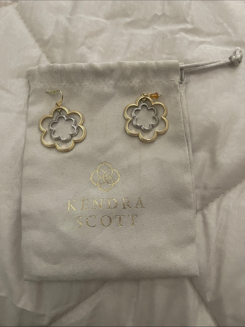 Kendra Scott Gold Floral Outline Drop Earrings